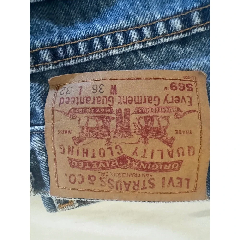 Levi's 569 Loose Straight Jeans Mens 36x32 Blue Denim Relaxed Fit
